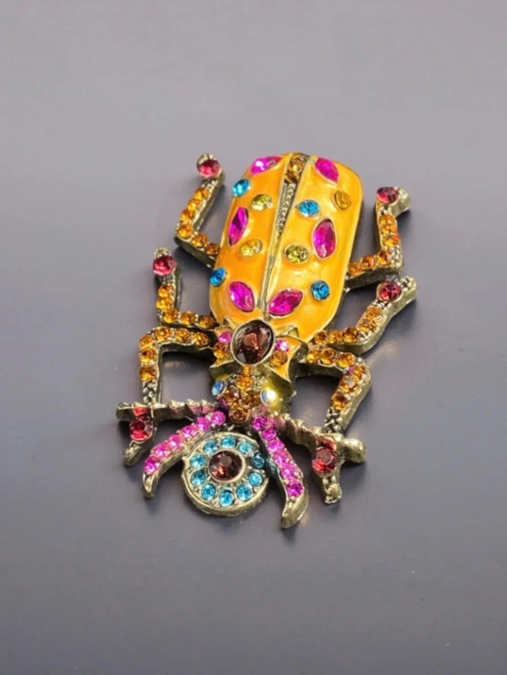 Large Scarab Beetle Brooch Bling #831